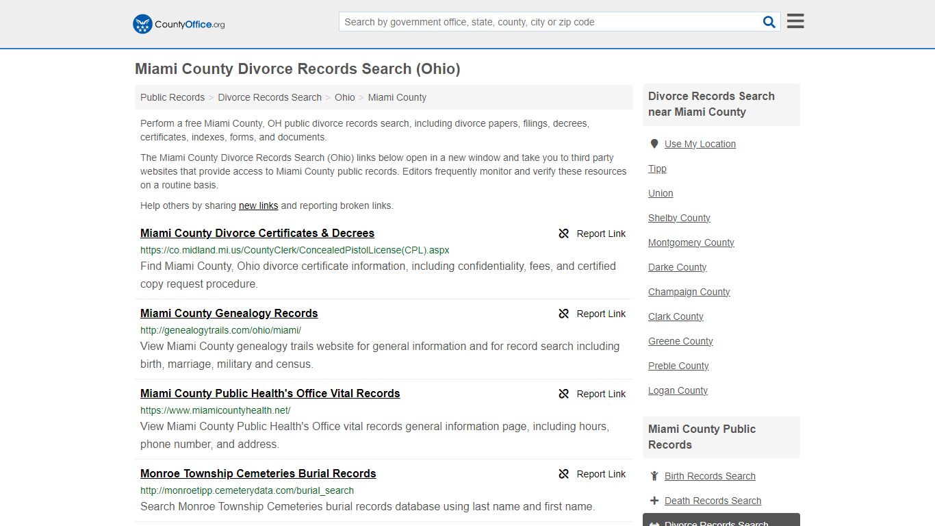 Miami County Divorce Records Search (Ohio) - County Office